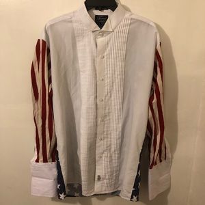 American Flag Embroidered Dress Shirt Men’s Large